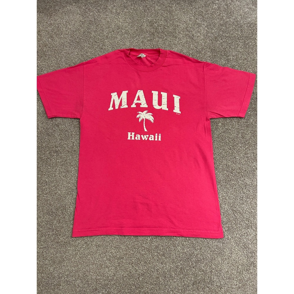 Alstyle Maui Hawaii T-Shirt Mens Medium Pink Excellent Short Sleeve Graphic Tee